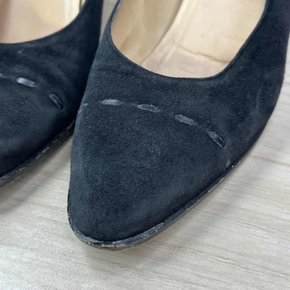 Gucci Shoes Women Size 5.5 Black Suede Vintage Slip On Dressy Office Chunky Heel